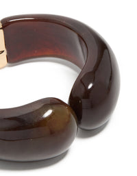 Gold & Brown Resin Open Front Bangle - link has visual effect only