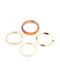 Gold Textured & Brown Resin Bangles 4-Pack - link has visual effect only