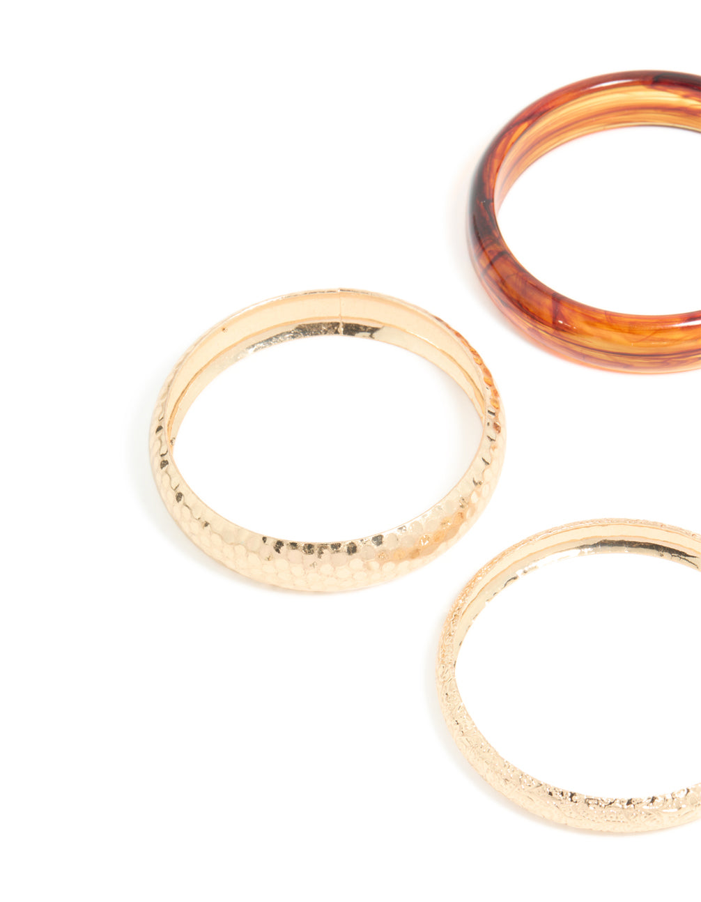 Gold Textured & Brown Resin Bangles 4-Pack