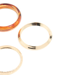 Gold Textured & Brown Resin Bangles 4-Pack - link has visual effect only