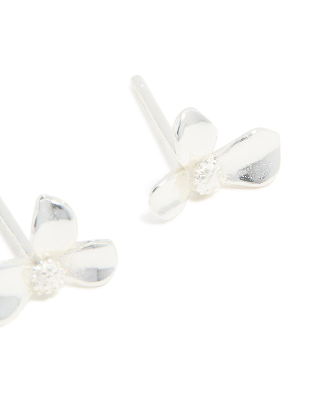 Sterling Silver Flower Petal Stud Earrings