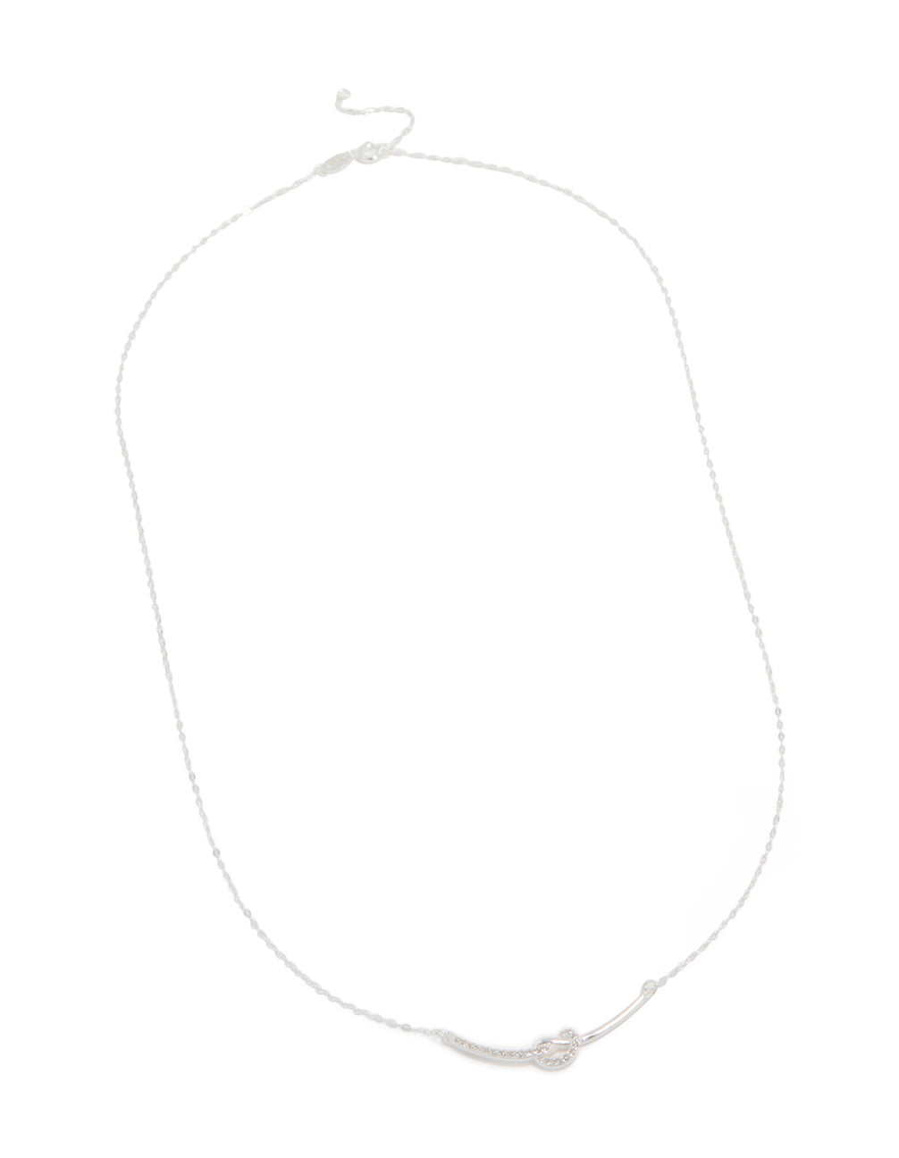 Sterling Silver Cubic Zirconia Knot Bar Necklace