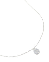 Sterling Silver Round Mary Pendant Necklace - link has visual effect only
