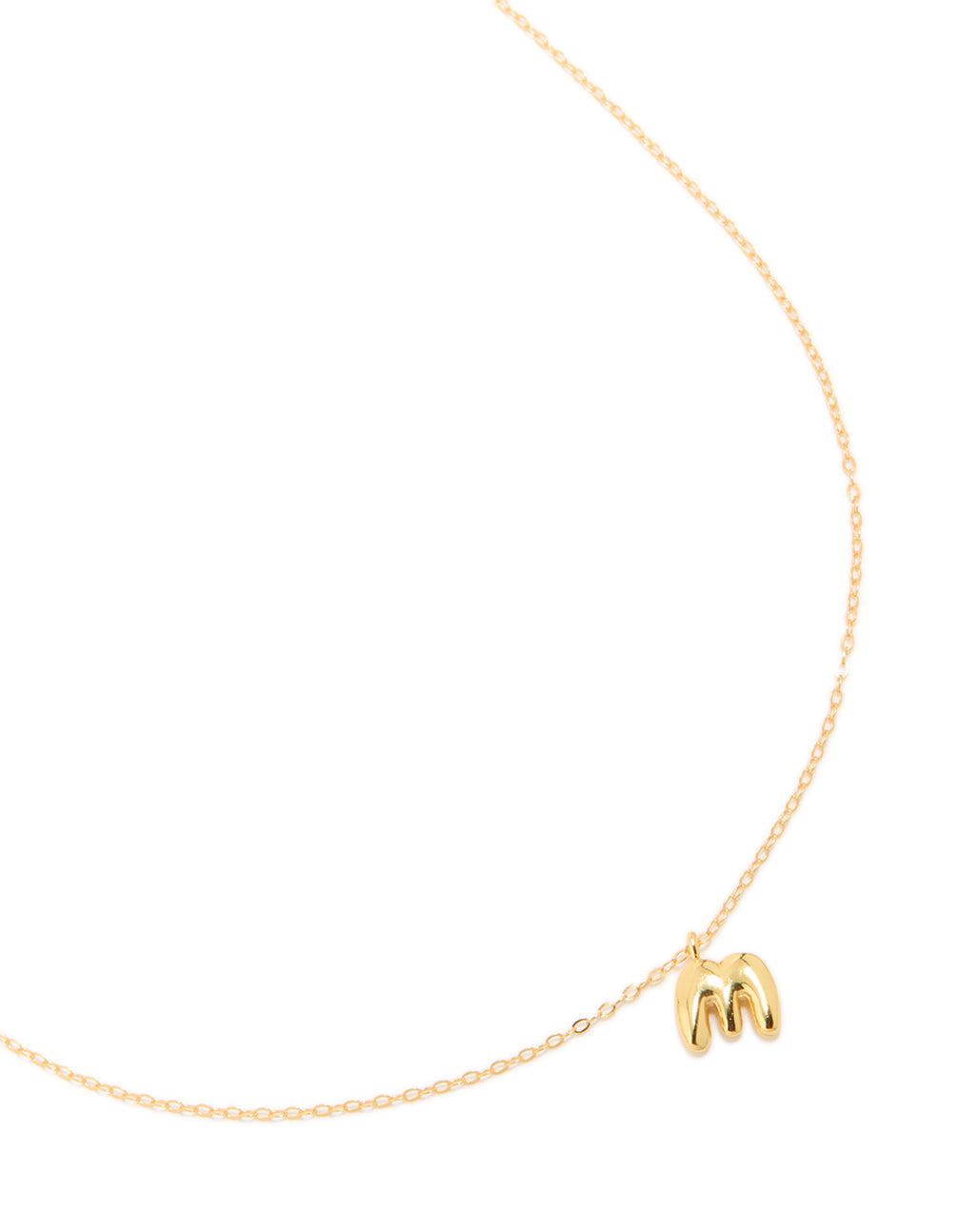 Gold Plated Sterling Silver Bubble Letter M Necklace