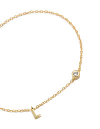 Gold Plated Sterling Silver Cubic Zirconia Letter L Bracelet - link has visual effect only