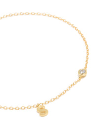 Gold Plated Sterling Silver Cubic Zirconia Letter S Bracelet - link has visual effect only