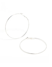 Silver Plated Large Thin Hoop Earrings - link has visual effect only