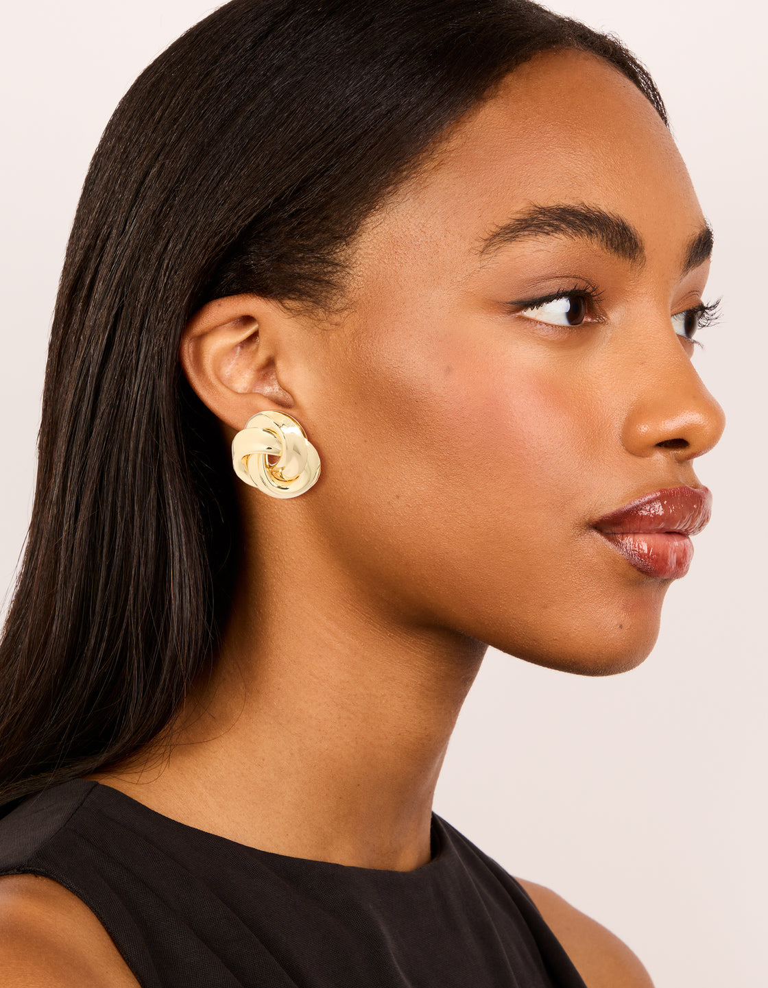 Gold Plated Large Woven Knot Stud Earrings