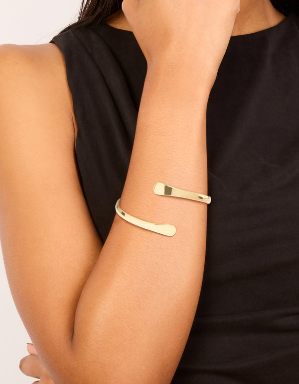 Gold Plated Teardrop Wrap Bangle