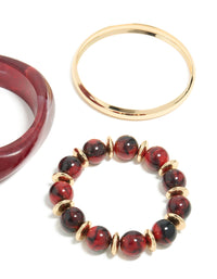 Gold & Burgundy Acrylic Bangles 3-Pack - link has visual effect only