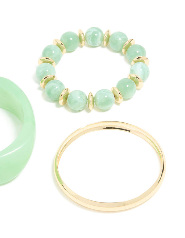Gold & Green Acrylic Bangles 3-Pack