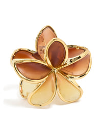 Brown Ombre Frangipani Flower Claw Clip - link has visual effect only