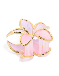 Pink & Purple Ombre Outline Frangipani Flower Claw Clip - link has visual effect only