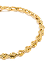 Waterproof Gold Plated Stainless Steel Teardrop Chain Link Bracelet - link has visual effect only