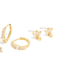 Gold Plated Brass Flower Earrings 3-Pack - link has visual effect only