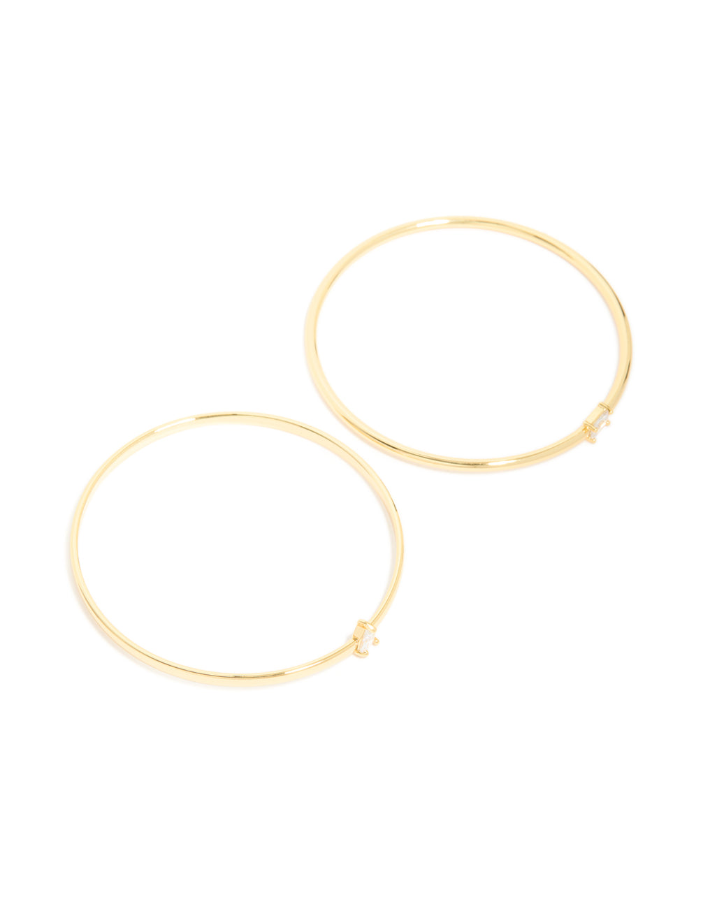Gold Plated Cubic Zirconia Rectangle & Teardrop Bangles 2-Pack