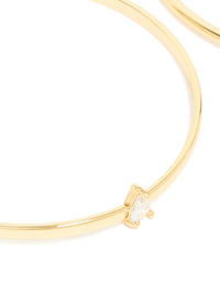 Gold Plated Cubic Zirconia Rectangle & Teardrop Bangles 2-Pack - link has visual effect only