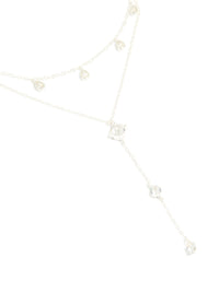 Silver Plated Cubic Zirconia Teardrop & Round Layered Y-Necklace - link has visual effect only