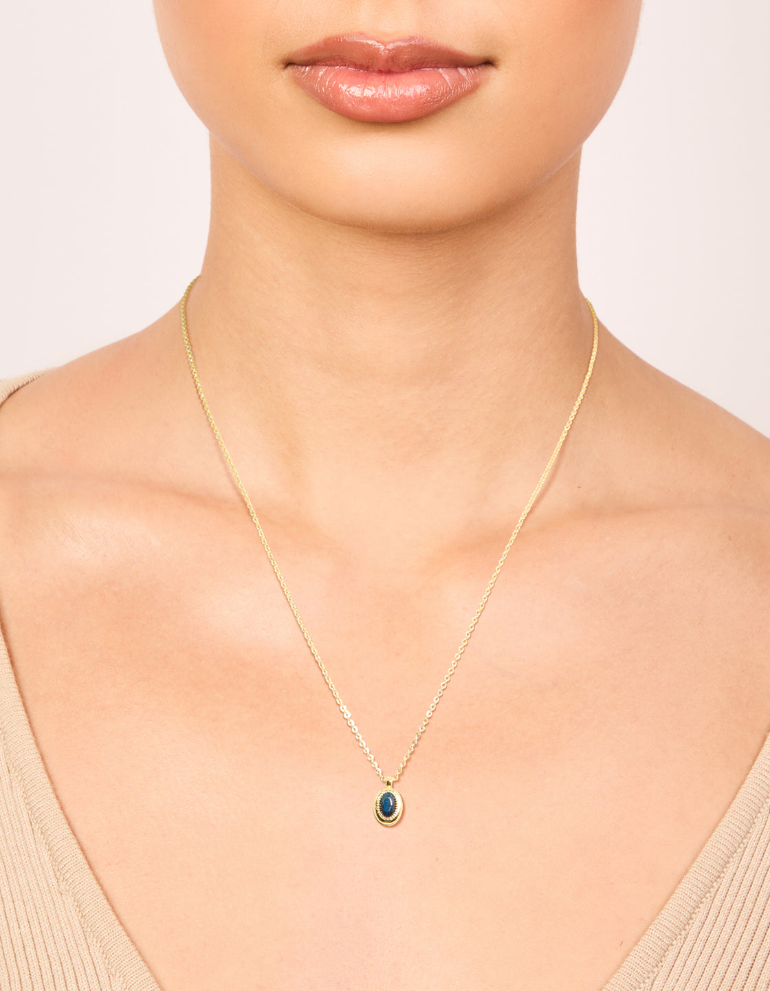 Gold Plated Brass Sapphire Cubic Zirconia September Birthstone Necklace