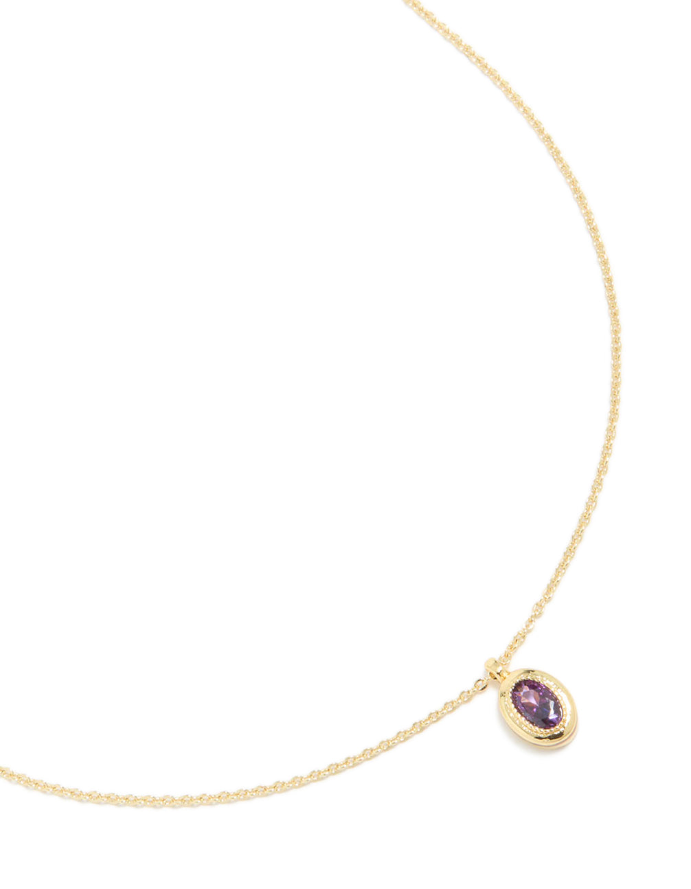 Gold Plated Brass Amethyst Cubic Zirconia February Birthstone Necklace