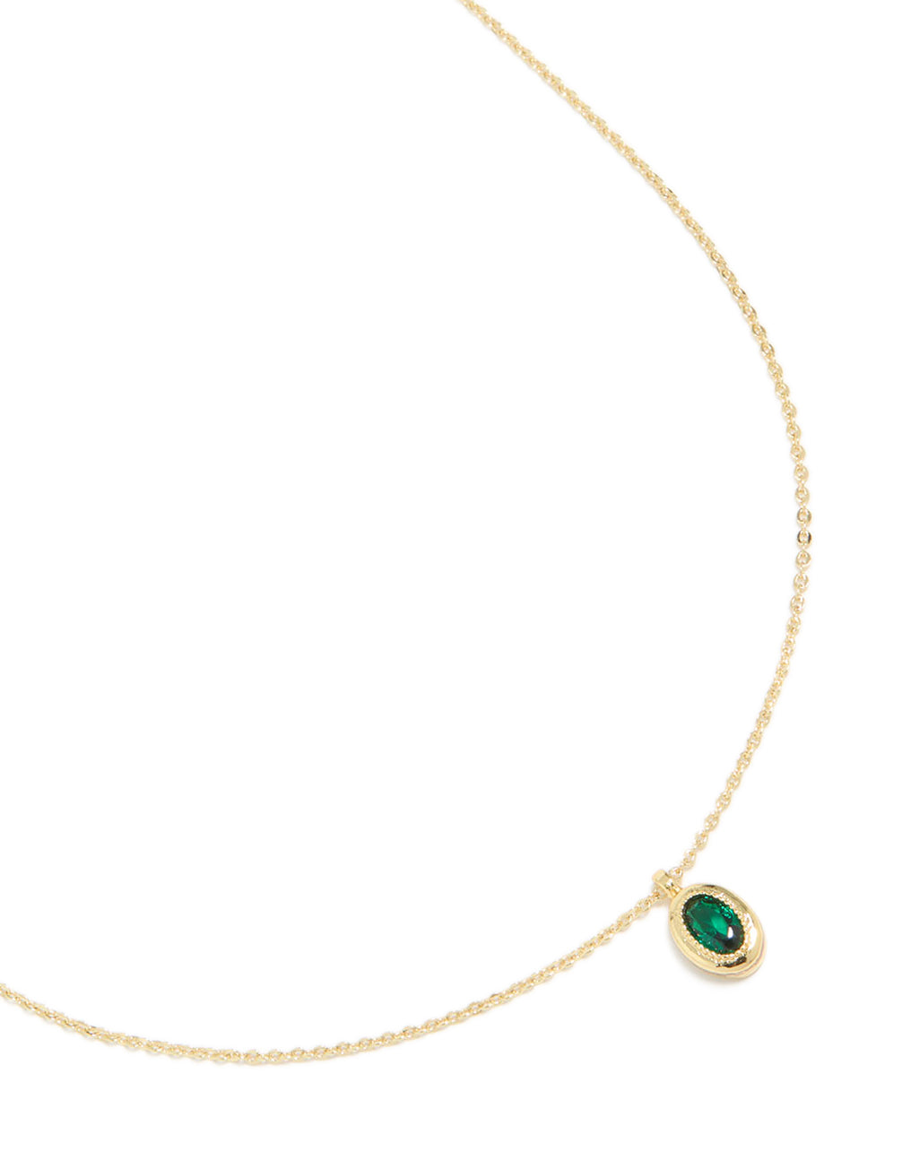 Gold Plated Brass Emerald Cubic Zirconia May Birthstone Necklace
