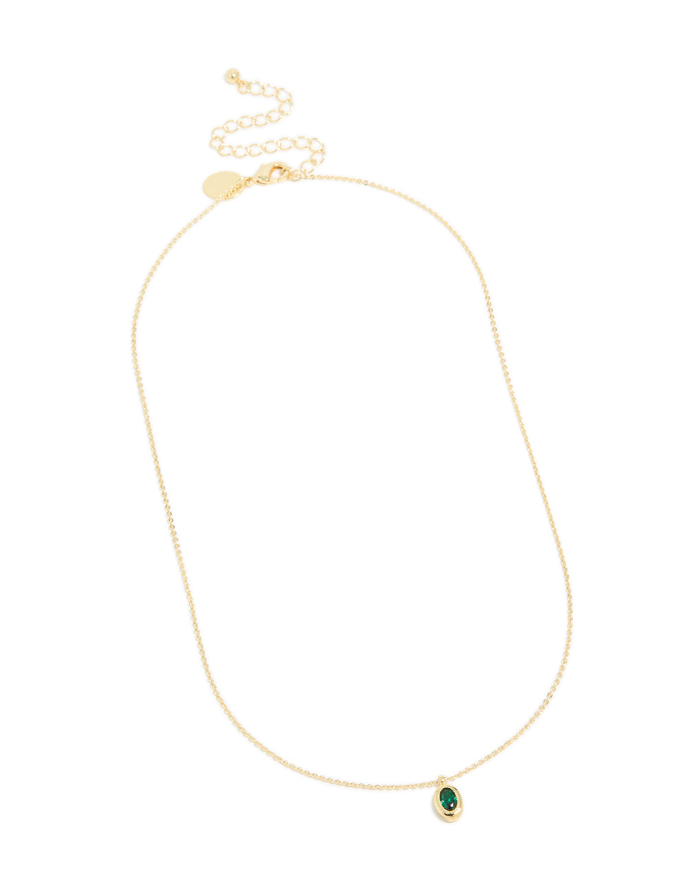 Gold Plated Brass Emerald Cubic Zirconia May Birthstone Necklace