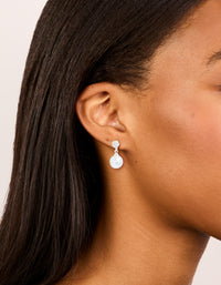 Silver Plated Small Round Cubic Zirconia & Pearl Drop Earrings - link has visual effect only