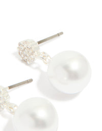 Silver Plated Small Round Cubic Zirconia & Pearl Drop Earrings - link has visual effect only