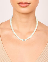 Gold Plated Pearl Inlay & Cubic Zirconia Necklace - link has visual effect only