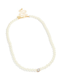Gold Plated Pearl Inlay & Cubic Zirconia Necklace - link has visual effect only