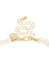 Gold Plated Pearl Inlay & Cubic Zirconia Necklace - link has visual effect only