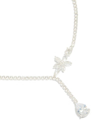 Silver Plated Cubic Zirconia Flower Cup Chain Y-Necklace - link has visual effect only
