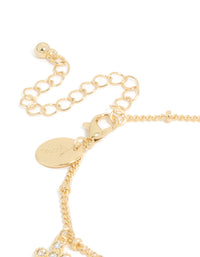 Gold Plated Diamante Large Cross & Heart Charms Bracelet - link has visual effect only