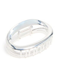 Silver Metal Oval Hair Claw Clip - link has visual effect only