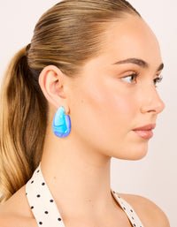 Light & Dark Blue Ombre Translucent Round oPEN Hoop Earrings - link has visual effect only
