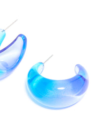 Light & Dark Blue Ombre Translucent Round oPEN Hoop Earrings - link has visual effect only