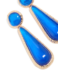 Gold Dark Blue Resin Drop Stud Earrings - link has visual effect only