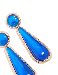 Gold Dark Blue Resin Drop Stud Earrings - link has visual effect only