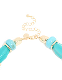 Aqua & Turquoise Acrylic Beaded Square & Round Chunky Necklace - link has visual effect only
