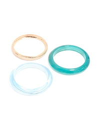 Gold Textured & Blue Resin Bangles 3-Pack - link has visual effect only