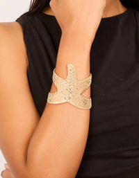 Gold Hammered Starfish Wrap Wrist Cuff - link has visual effect only