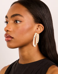 Gold Double Thick Statement Hoop Earrings - link has visual effect only