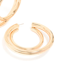 Gold Double Thick Statement Hoop Earrings - link has visual effect only