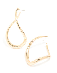 Gold Twisted Large Hoop Earrings - link has visual effect only