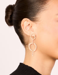 Gold Round Link Drop Earrings - link has visual effect only