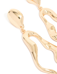 Gold Cutout Organic Outline Link Drop Earrings - link has visual effect only