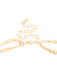 Gold Large Link Short Necklace - link has visual effect only