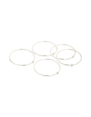 Silver Diamante Centre Bangles 5-Pack