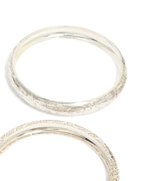 Silver Textured Bangles 3-Pack - link has visual effect only