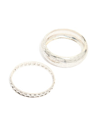 Antique Silver Textured Thick and Thin Bangles 2-Pack - link has visual effect only